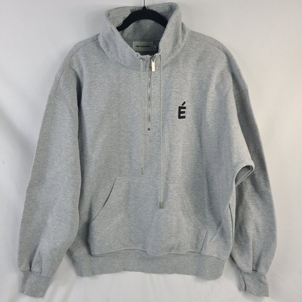 Pre Preworks Gray Half-Zip Pullover Sweatshirt With Embroidered É Logo Size L - Picture 3 of 8